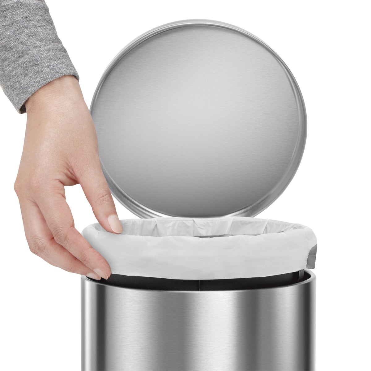 simplehuman White 1.2 gal. Round Step Trash Can