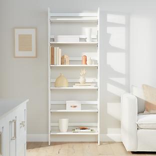 White Solid Wood Stackable Folding Bookshelf