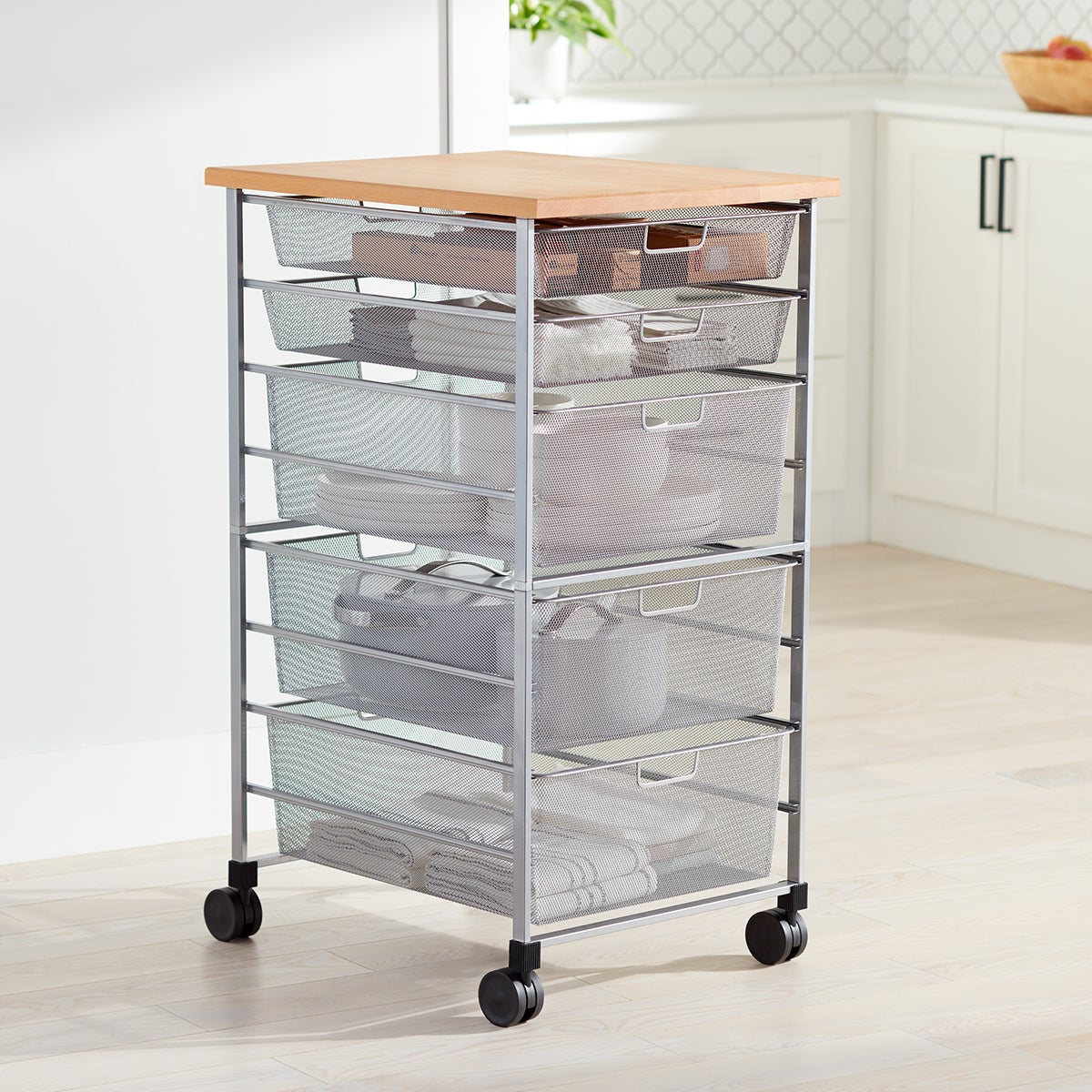 Elfa White Mesh Kitchen Cart