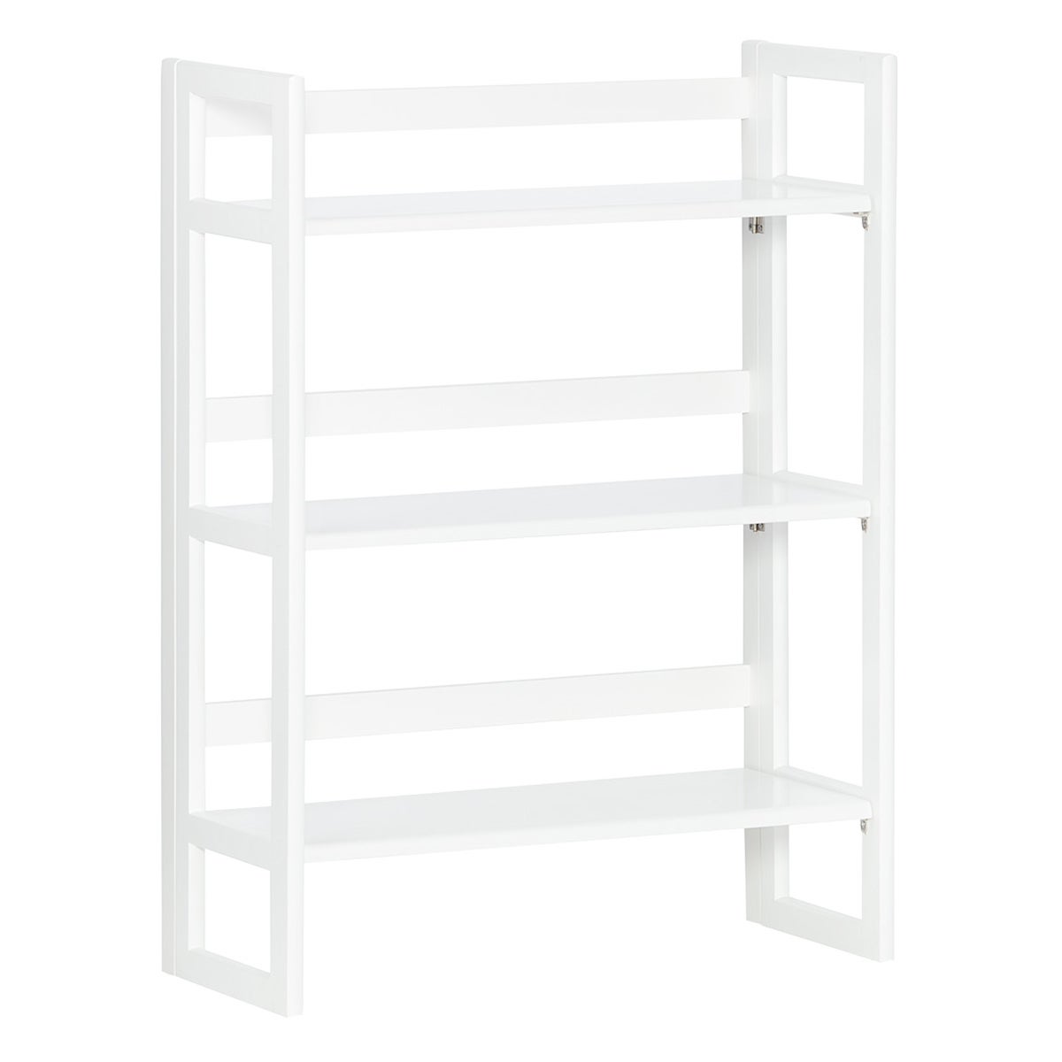 White Solid Wood Stackable Folding Bookshelf The Container Store