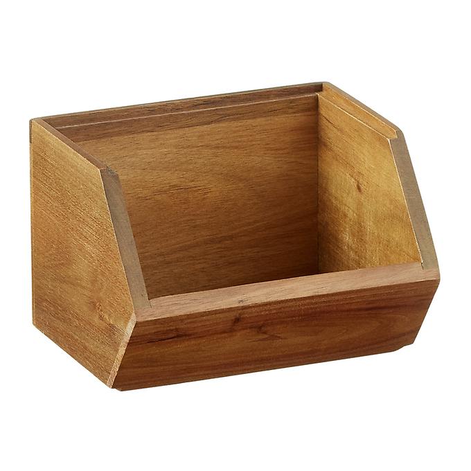 Stackable Acacia Storage Bins