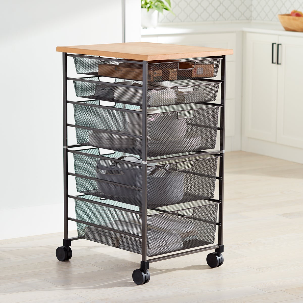 Elfa White Mesh Kitchen Cart