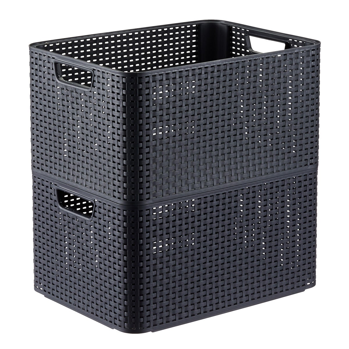 Curver White Basketweave Storage Bin with Handles The Container Store