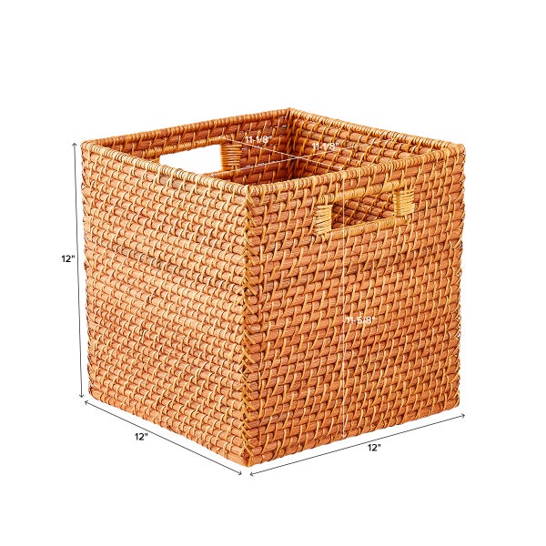 Rattan Storage Cube with Handles The Container Store
