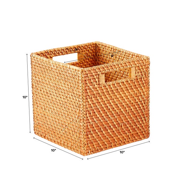 Rattan Storage Cube with Handles The Container Store