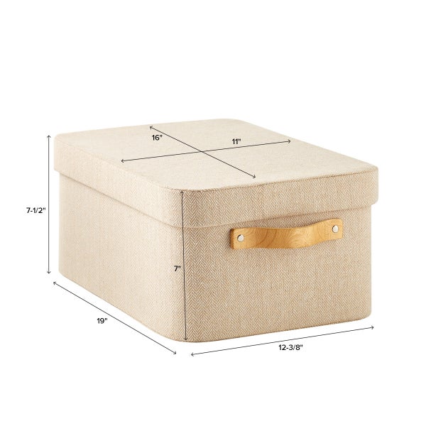 Herringbone Storage Boxes with Wooden Handles The Container Store