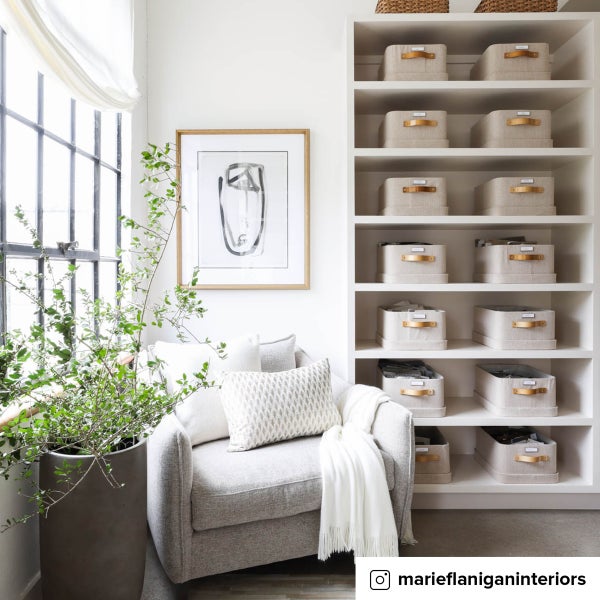 Herringbone Storage Boxes with Wooden Handles The Container Store