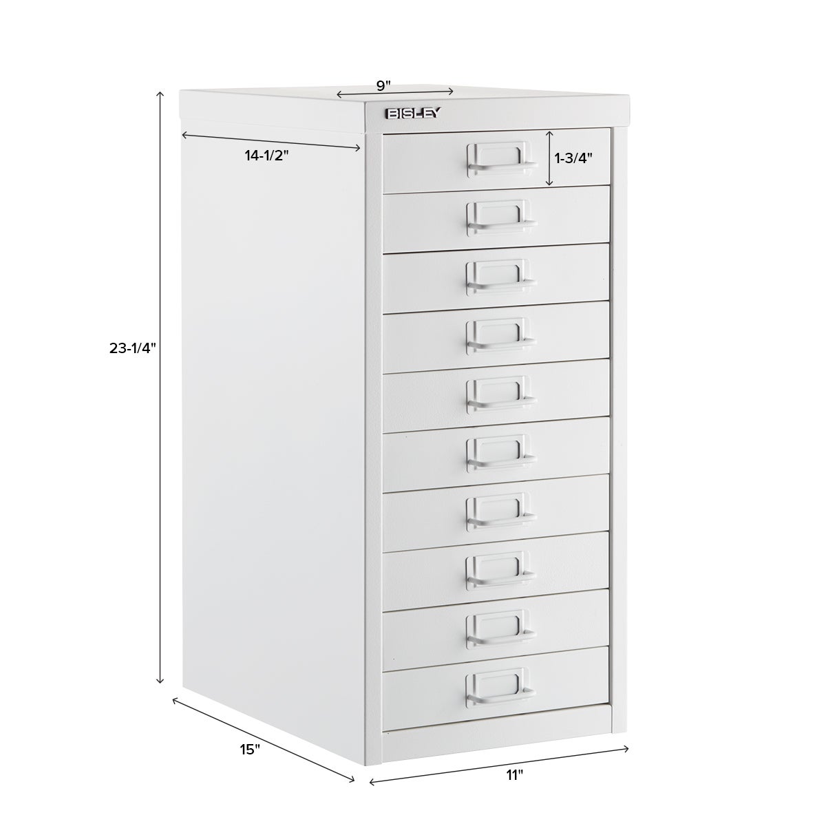 Bisley White 8- & 10-Drawer Collection Cabinets