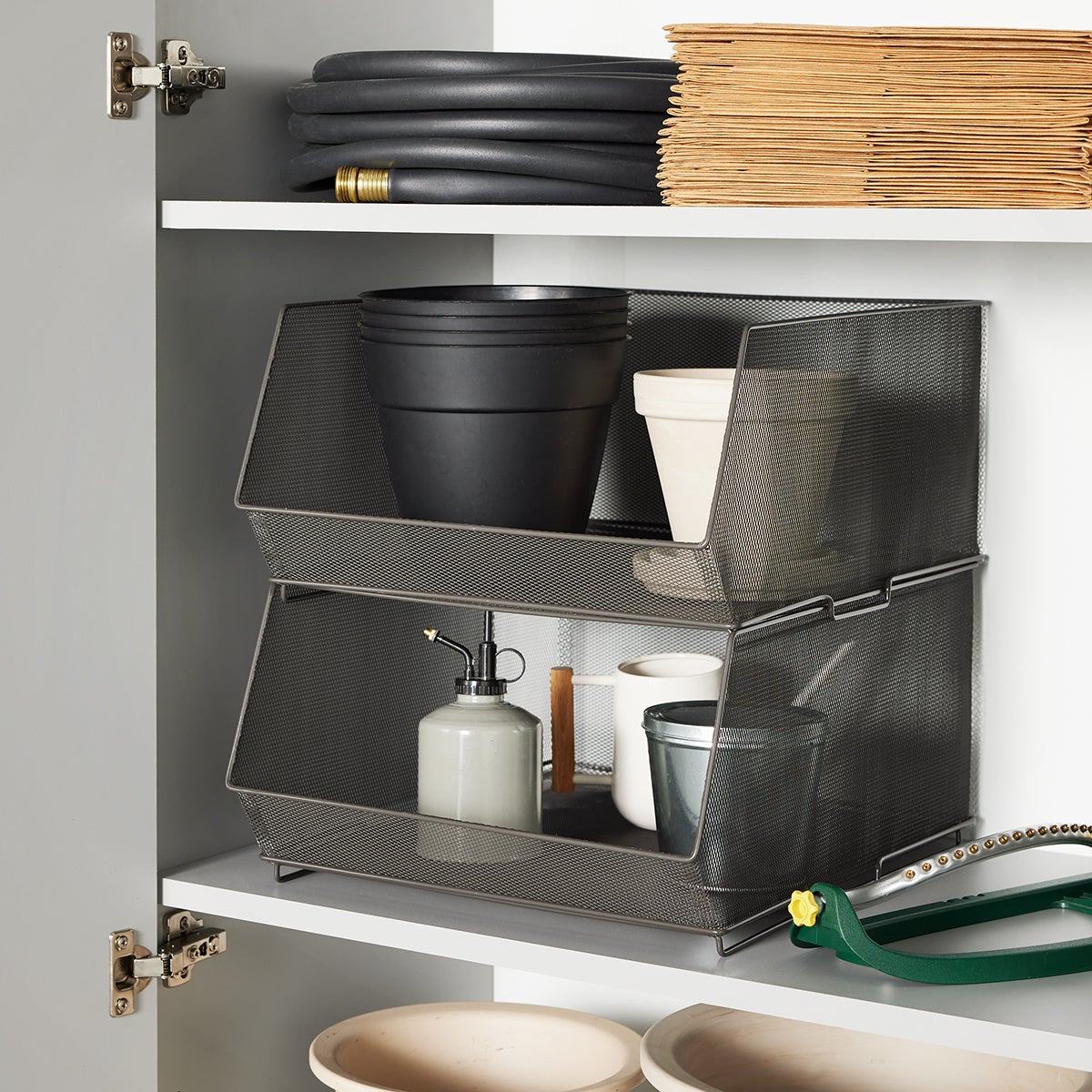 Silver Mesh Stackable Storage Bins