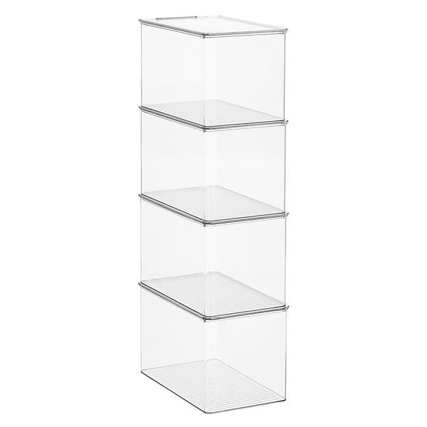 Hinged-Lid Tall Stackable Shoe Boxes