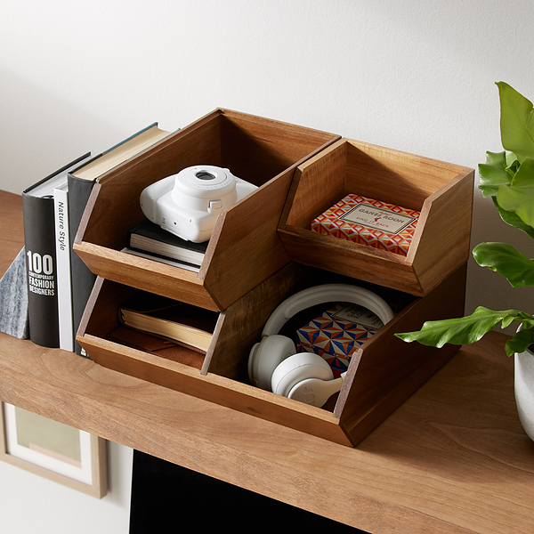 Large Wooden Stacking Bin