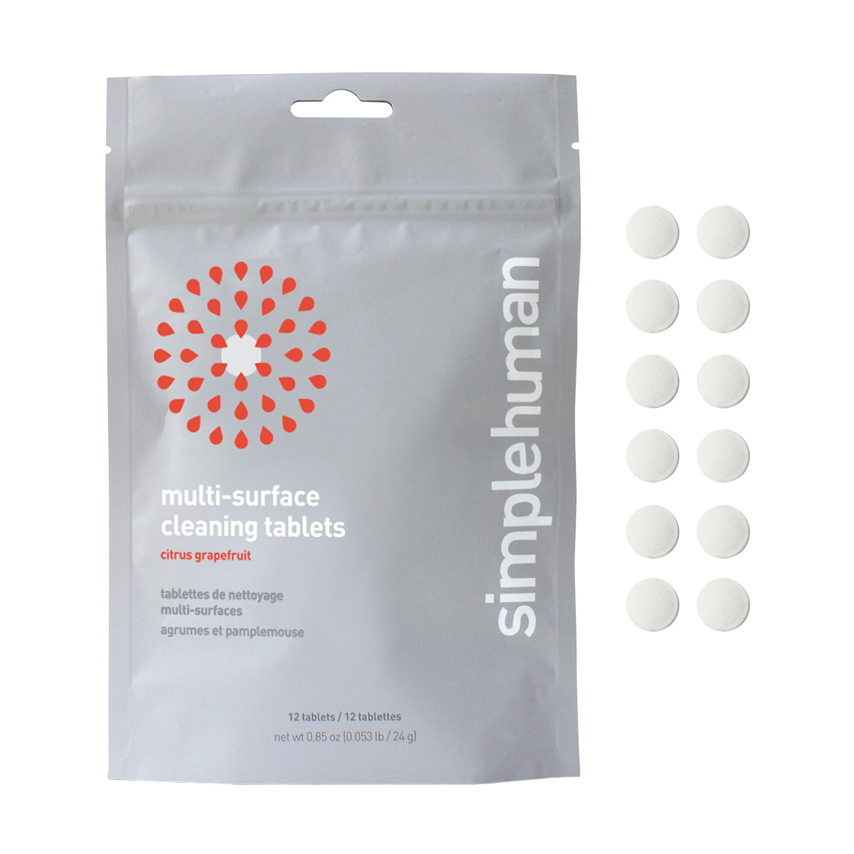 simplehuman Multi-Surface Cleaning Tablets Citrus Grapefruit Pkg/12