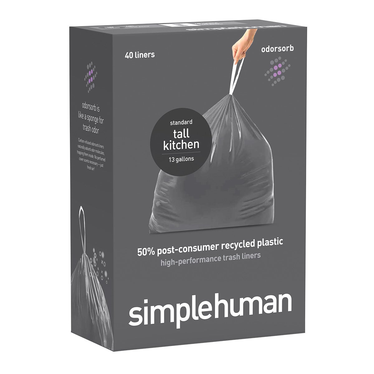simplehuman 13 gal. odorsorb Tall Kitchen Trash Bags The Container Store
