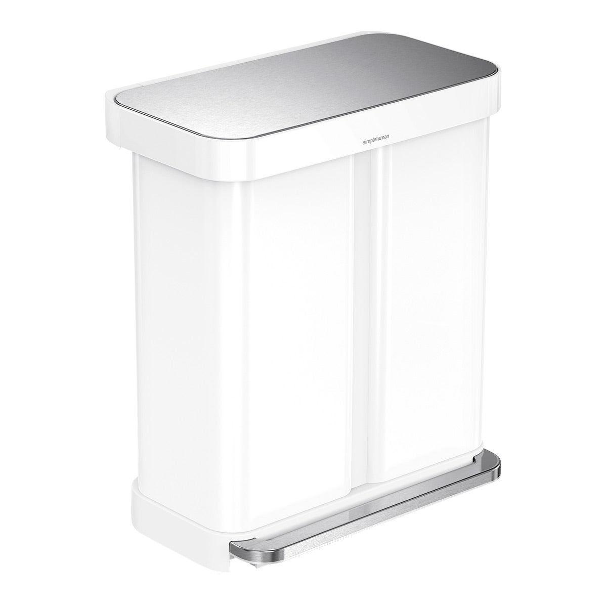 simplehuman 15 gal./58 ltr. Rectangular Dual Step Can White