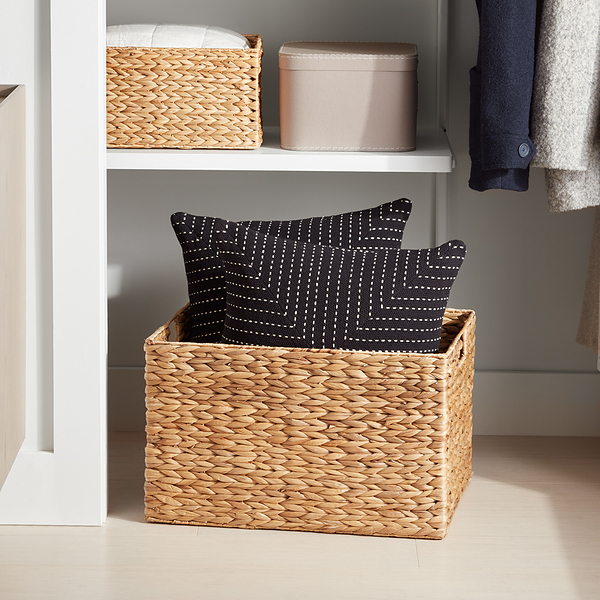 Set Of 2 Bathroom Baskets For Organizing, Decorative Water Hyacinth Small  Wicker Basket Organizer, Toilet Paper Storage Baskets With Wooden Handles  And Natural Fiber Liner