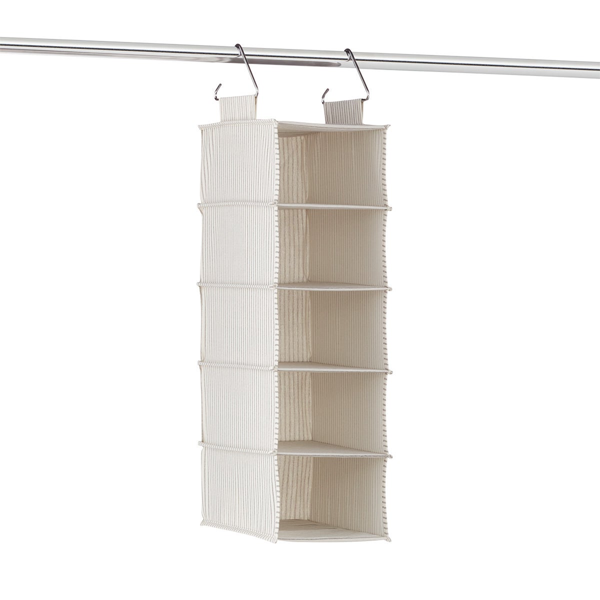 The Container Store 5-Compartment Hanging Closet Organizer Grey Stripe