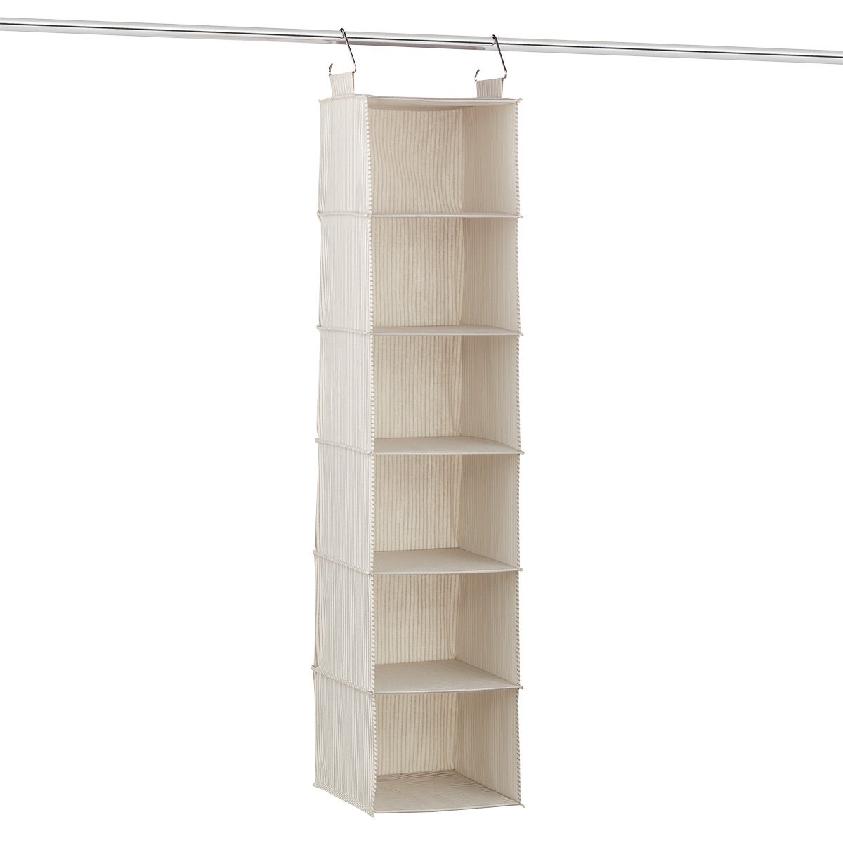 The Container Store 6-Compartment Hanging Closet Organizer Grey Stripe