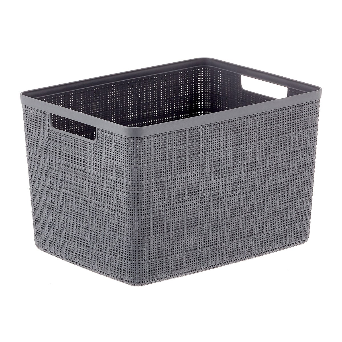 Curver Large Jute Plastic Bin Dark Grey