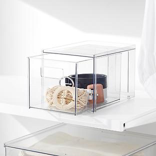 The Container Store 7-5/8 x 10-3/8 x 10-3/8 2-Drawer Shimo Small Stacking Organizer - Translucent - Each