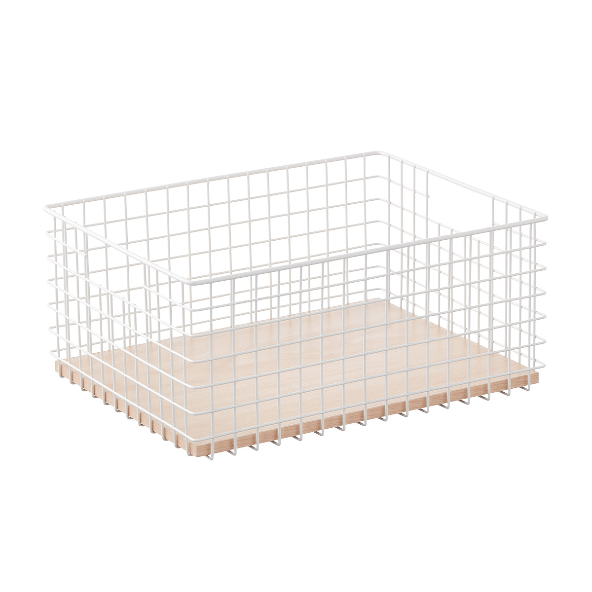 The Container Store Wide Maddox Wire Grid Bin White