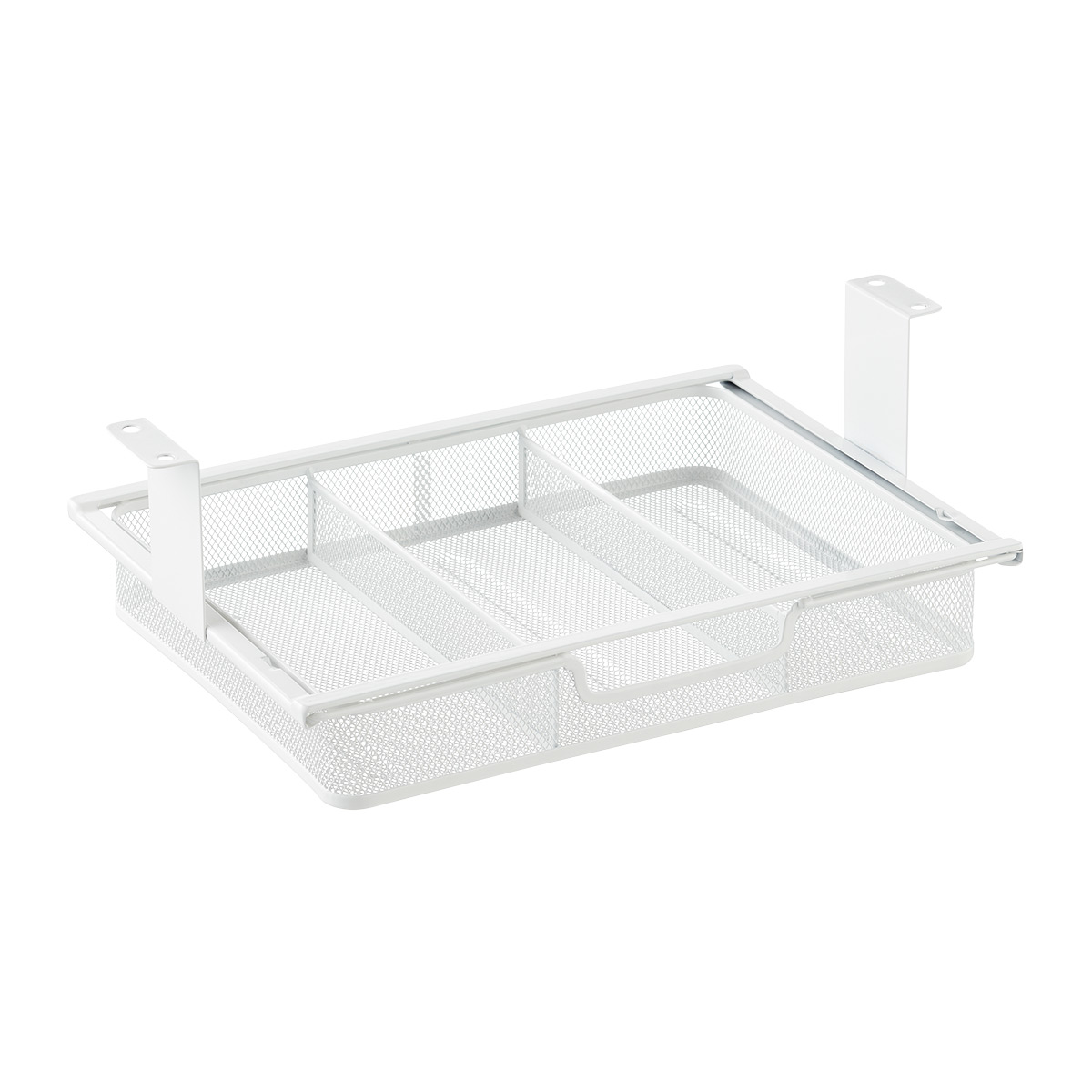 Shallow Divided 3-Tier Cart Drawer White