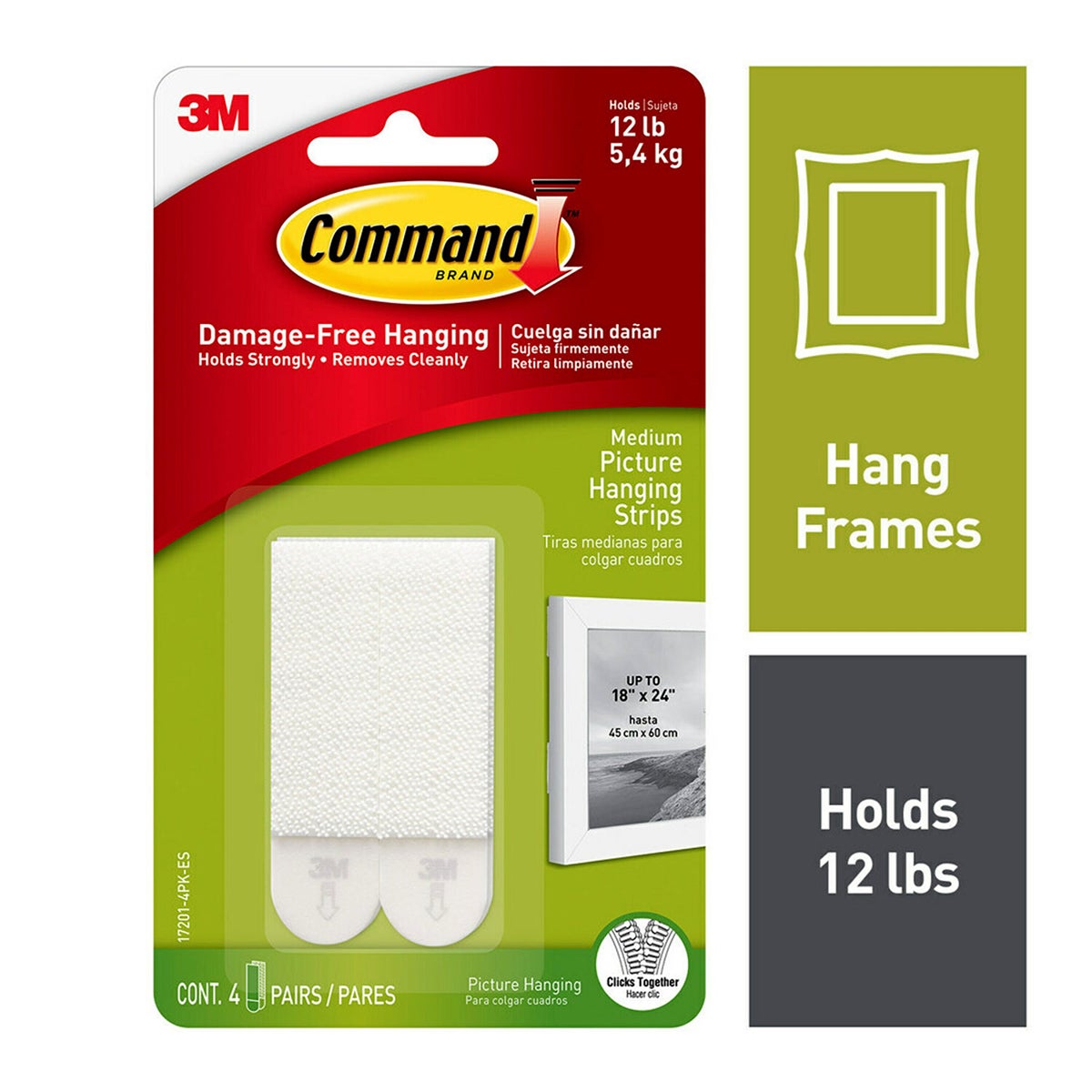 Command Medium Picture Hanging Strips White Pkg/4