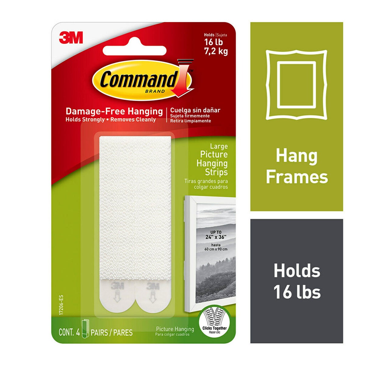 Command Large Picture Hanging Strips White Pkg/4
