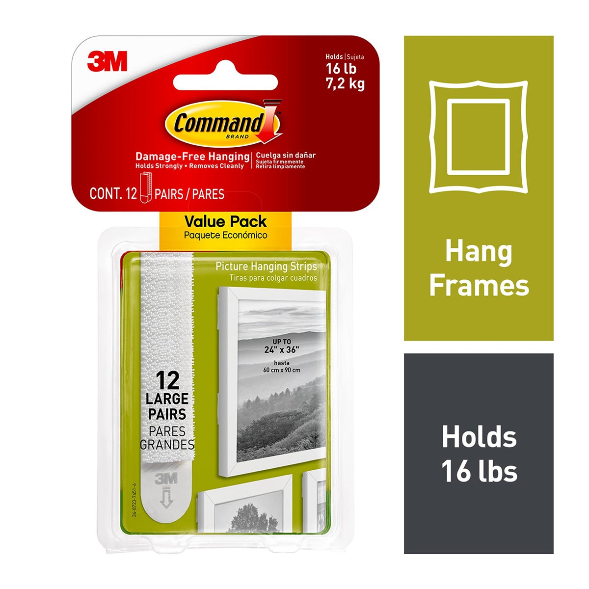 Command Large Picture Hanging Strips Value Pack White Set of 12