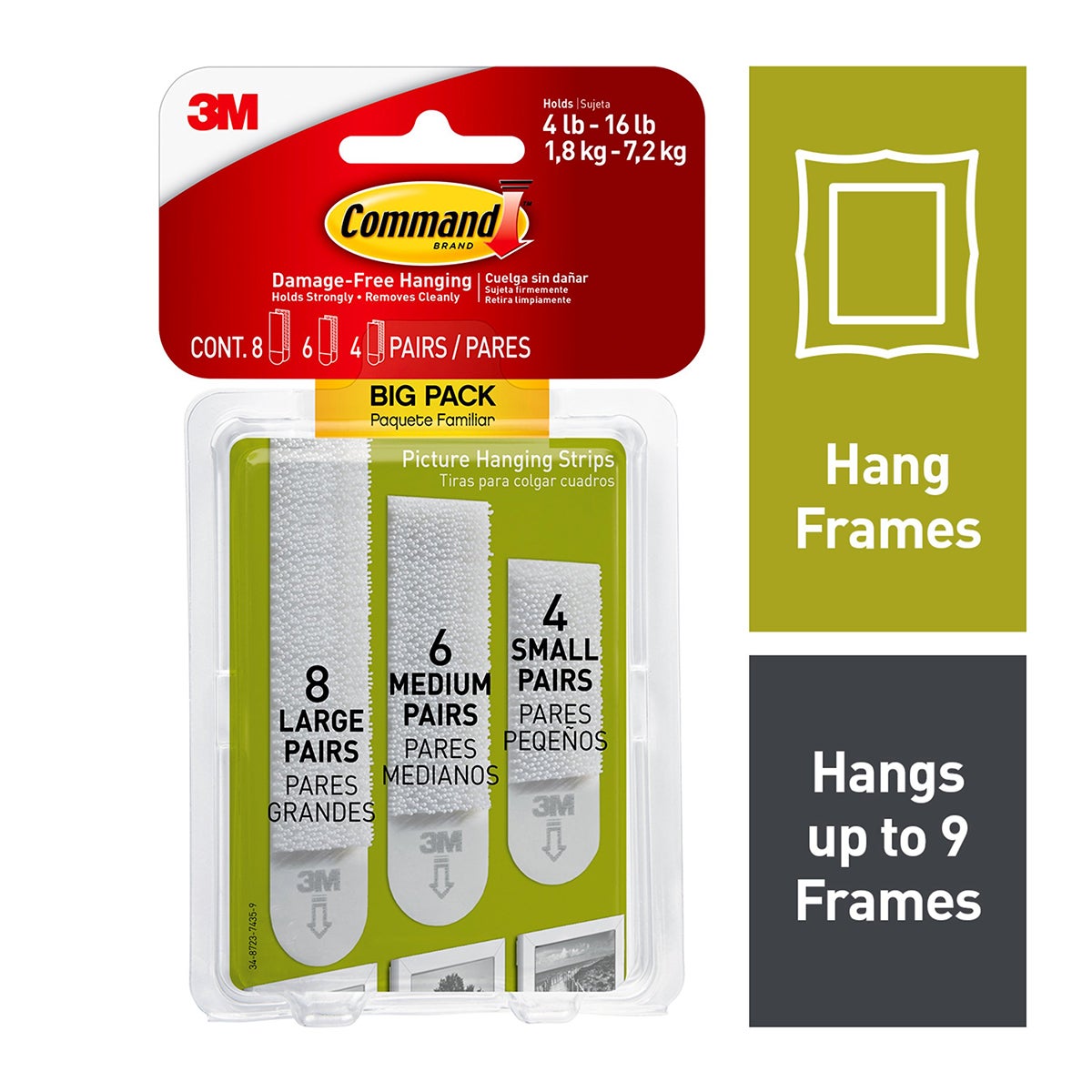 Command Assorted Picture Hanging Strips White Pkg/18