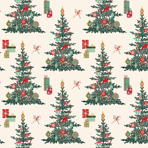 Vintage Wondrous Giftwrap by Kaycrest outlets Christmas Tree Present Wrapping Paper