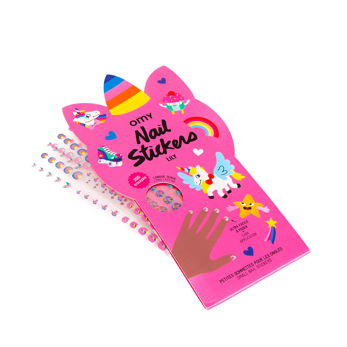 OMY Small Easy-Application Nail Stickers Lily the Unicorn Pkg/200