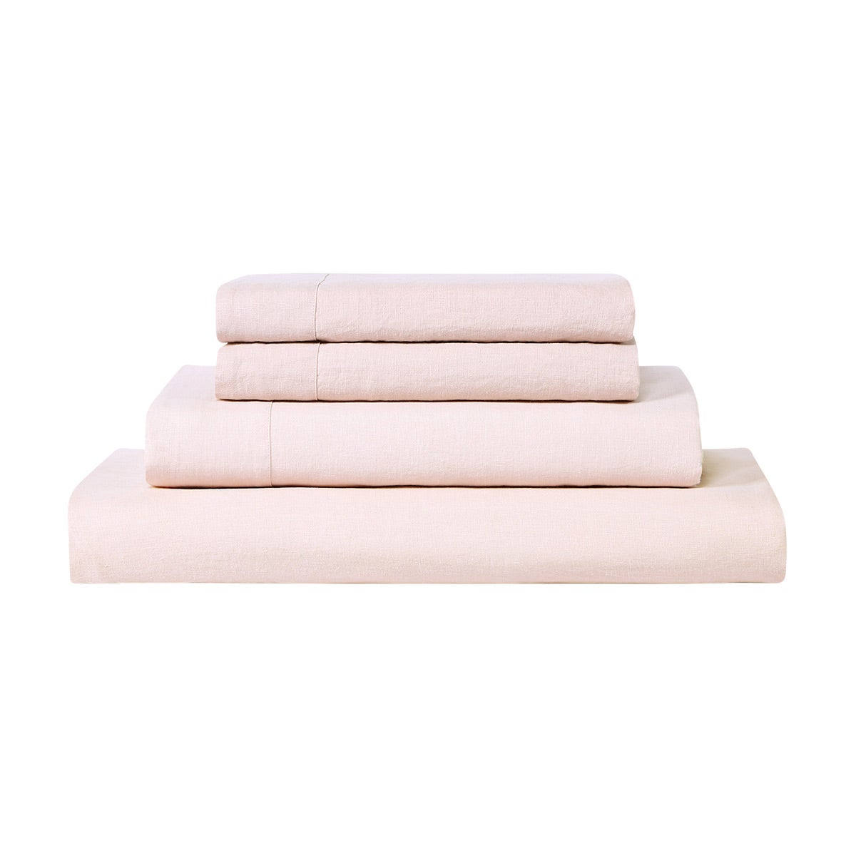 SIJO Queen Organic Linen Sheet Set Blush Set of 4