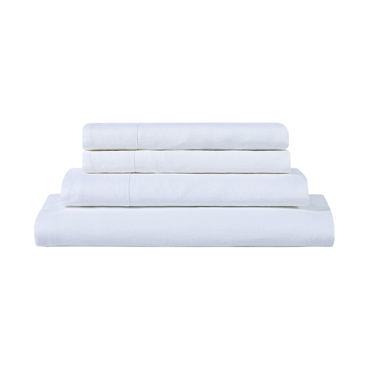 SIJO Queen Organic Linen Sheet Set Snow Set of 4