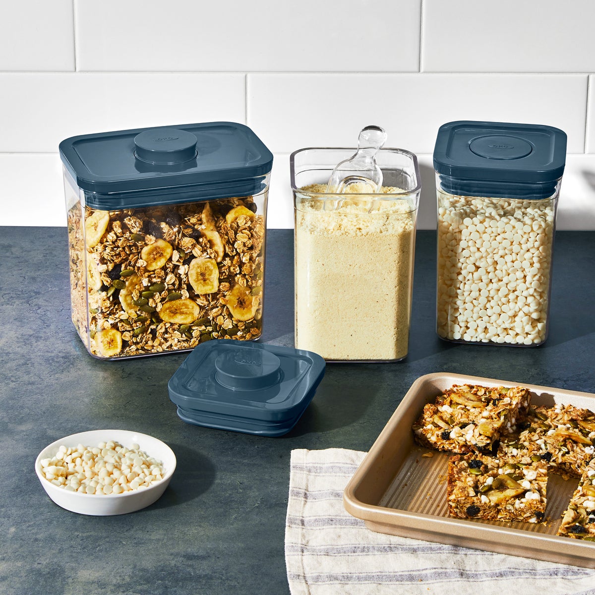 OXO Good Grips Limited Edition 3-Piece POP Container Set - Storm Blue Lids, Airtight Food Storage - View #3