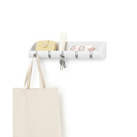 Wall Mount Cubby Organizer Hooks Entryway Storage Shelf-White