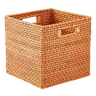 Copper Rattan Storage Cube with Handles