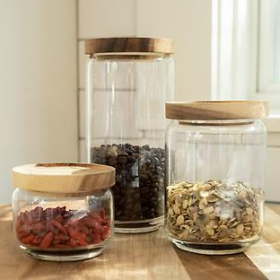Be Home Glass & Acacia Canister