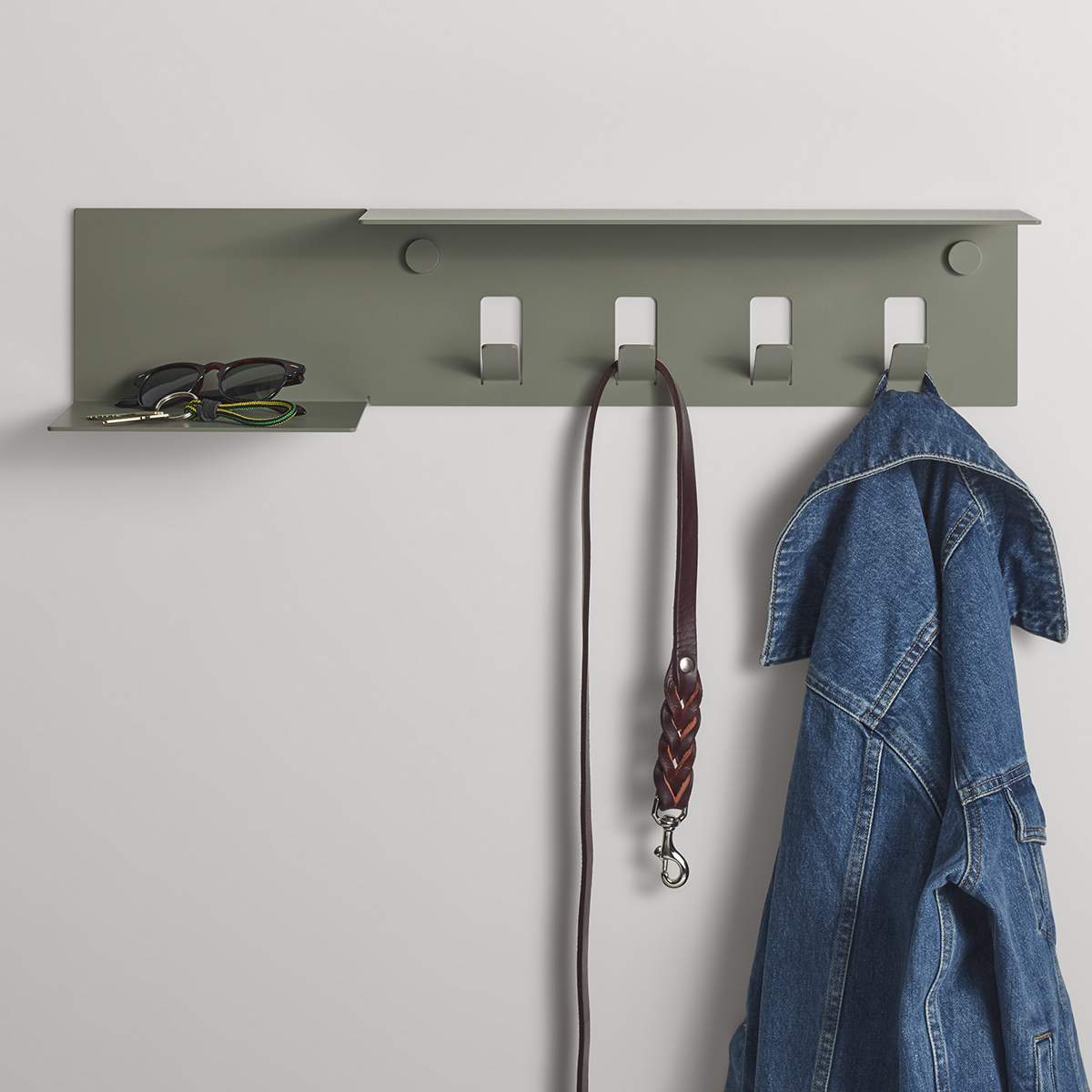 Hall shelf and online hooks