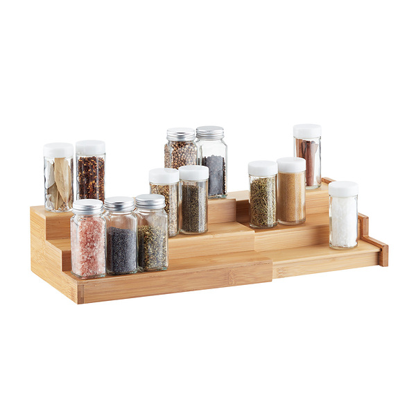 3 Tier Expandable Bamboo Spice Rack - Kitchen - Storage