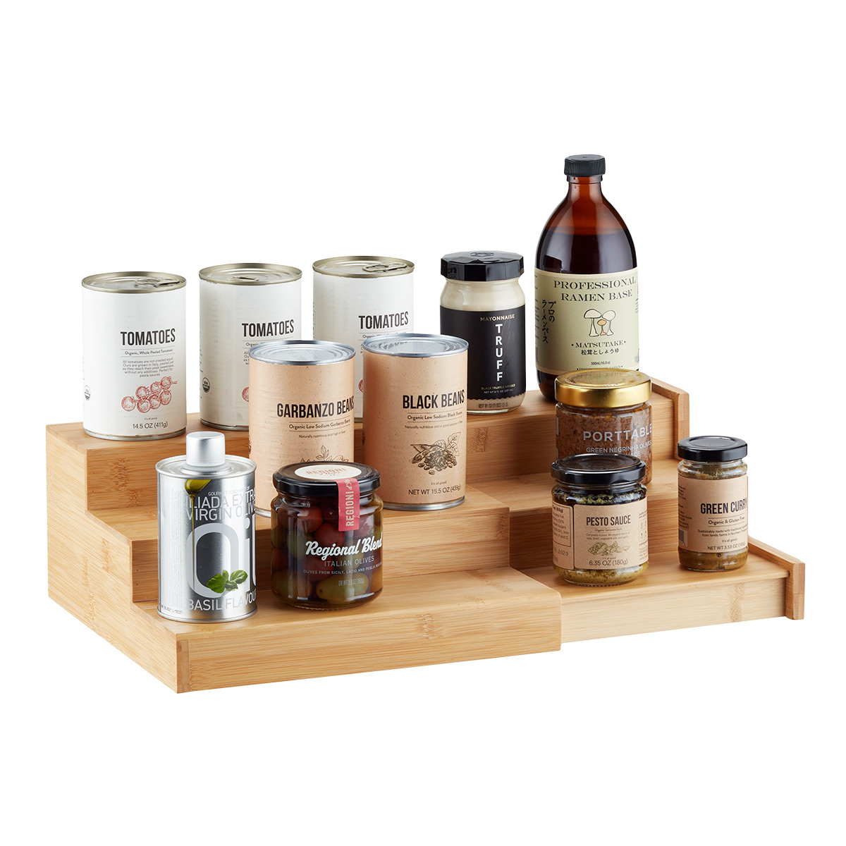 Large 3 Tier Bamboo Expanding Shelf The Container Store