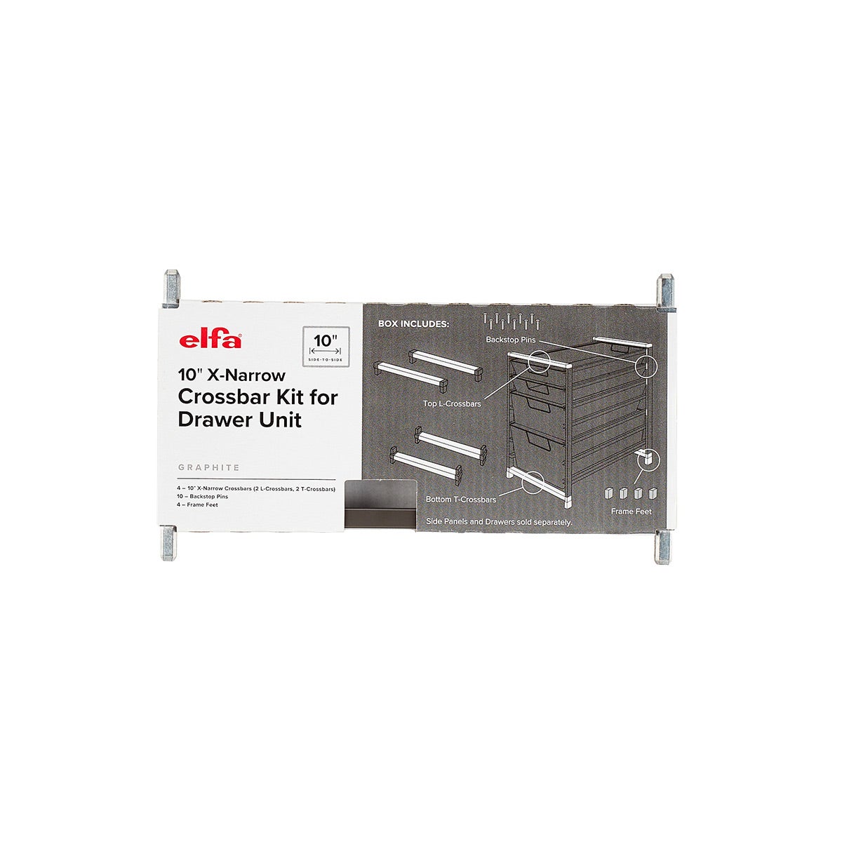 Elfa Classic 10" X-Narrow Crossbar Kit Graphite