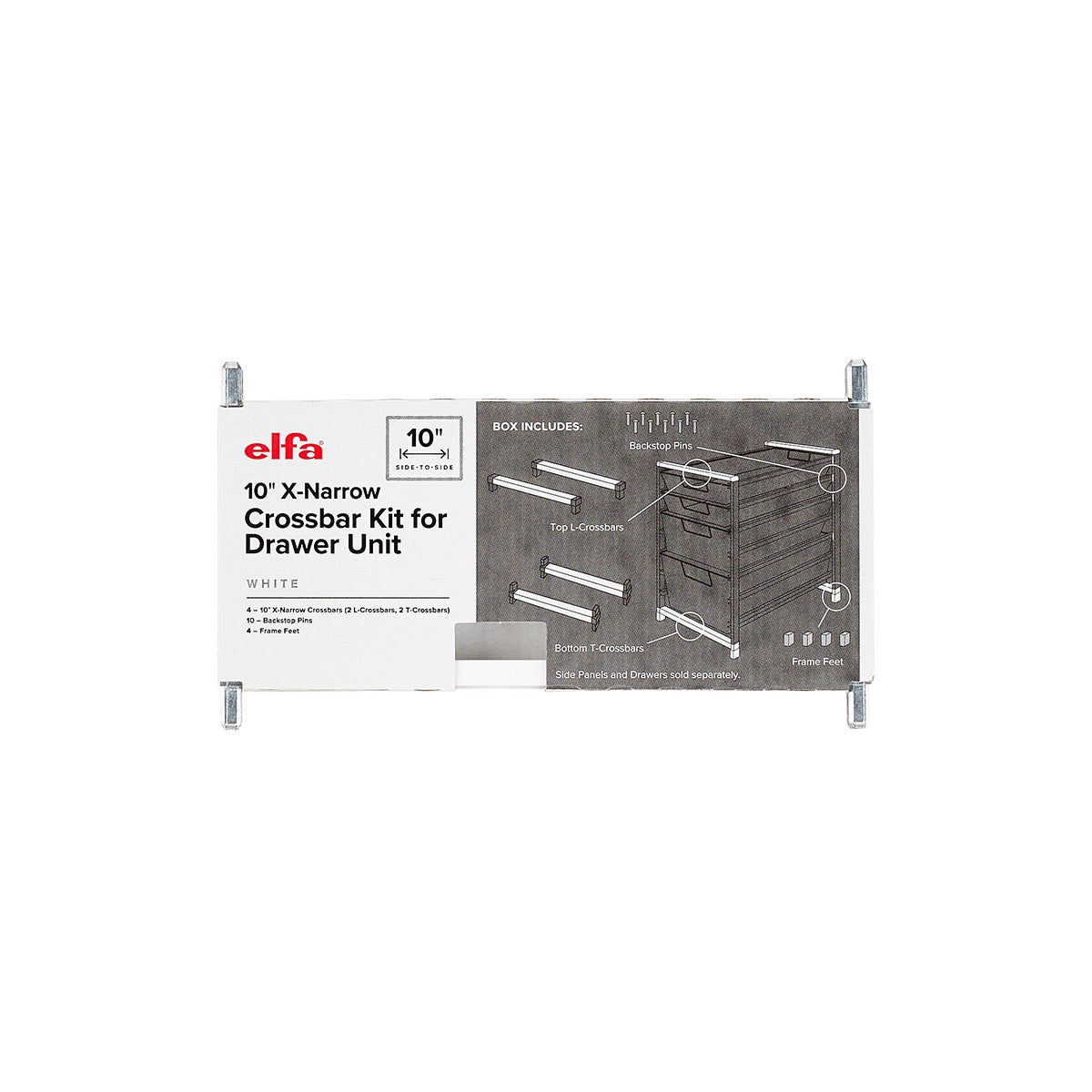Elfa Classic 10" X-Narrow Crossbar Kit White