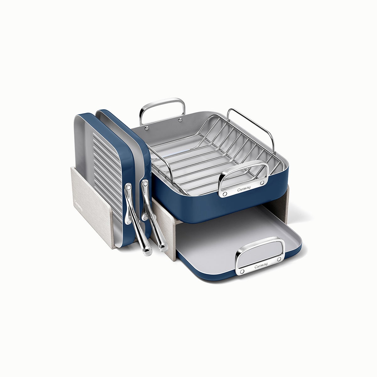 Caraway Home Square Cookware Set Navy Set of 7