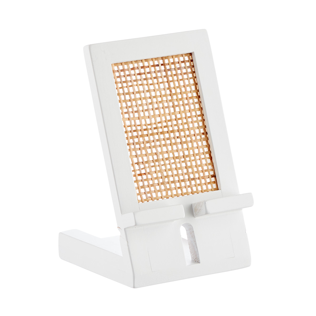 The Container Store Artisan Rattan Cane Phone & Tablet Stand White