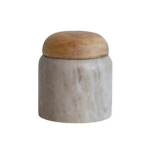 Creative Co-Op Marble Canister with Wood Lid