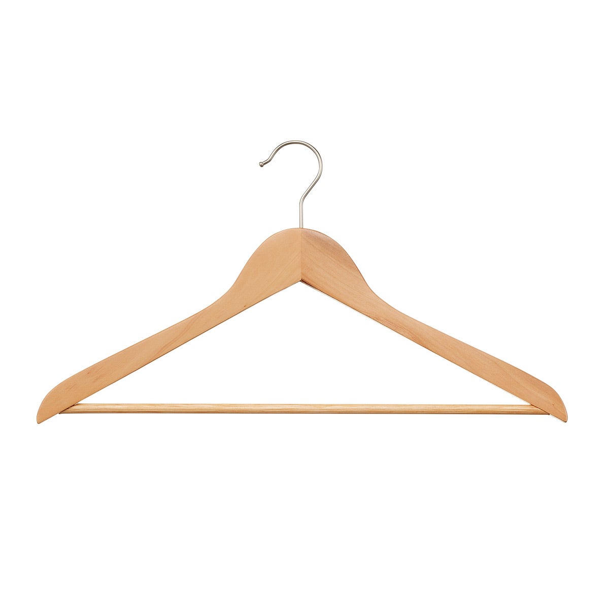 Wooden Shirt Hanger with Ribbed Bar Natural Pkg/6