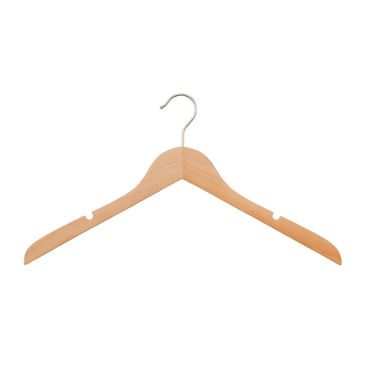 Slim Wooden Shirt Hanger w/ Notches Natural Pkg/10