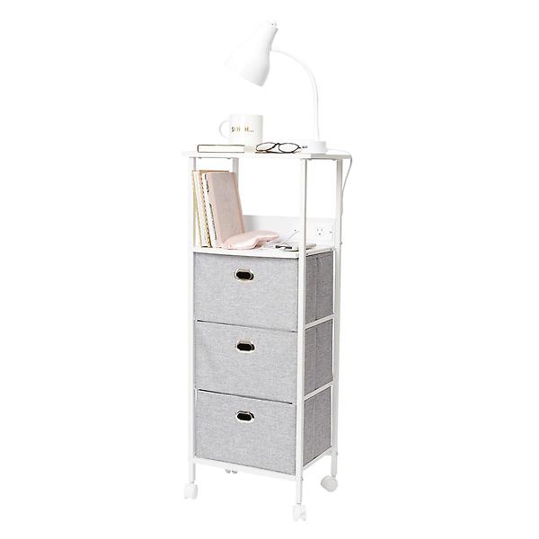 Dormify Sutton Charging 3Drawer Cart on Wheels The Container Store