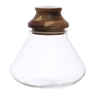 Bloomingville Glass Jar with Acacia Wood Lid