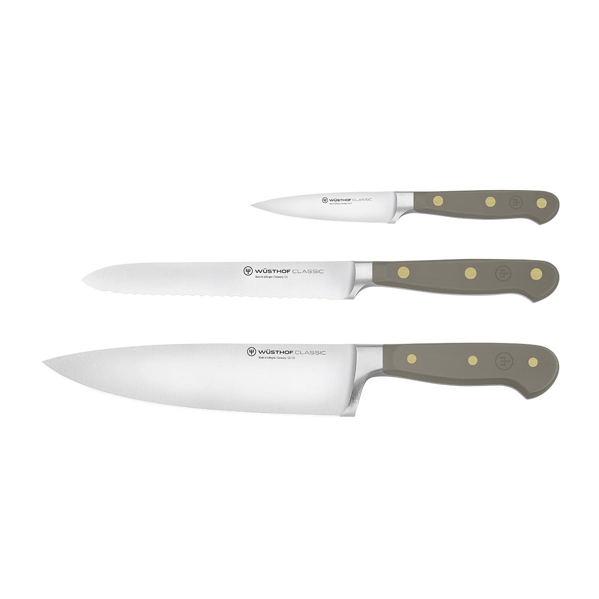 Wüsthof Classic Three Piece Knife Set Velvet Oyster